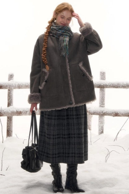 Reversible Suede Stand Collar Jacket