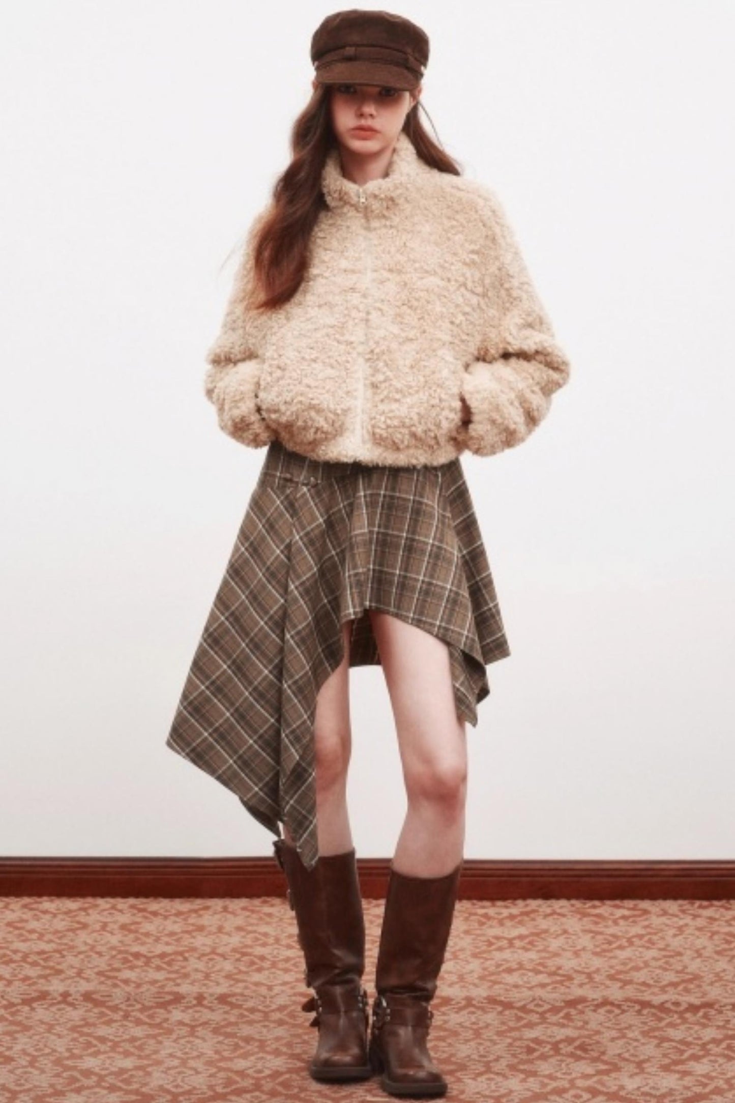 Slim Atmosphere Plaid Skirt