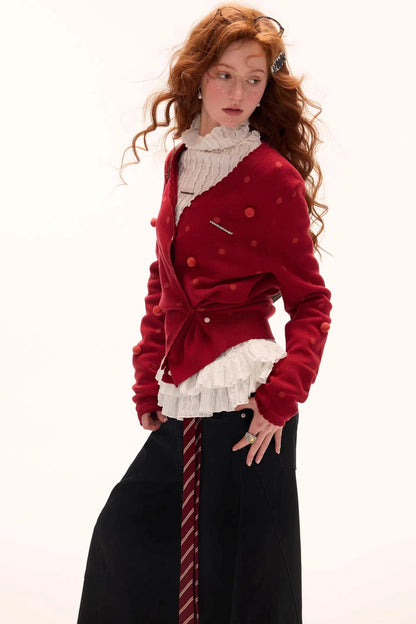 Polka Dot Asymmetrical Cardigan