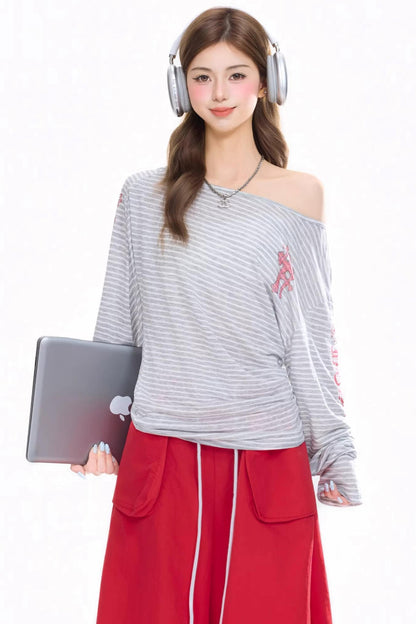 Striped One-Shoulder Top