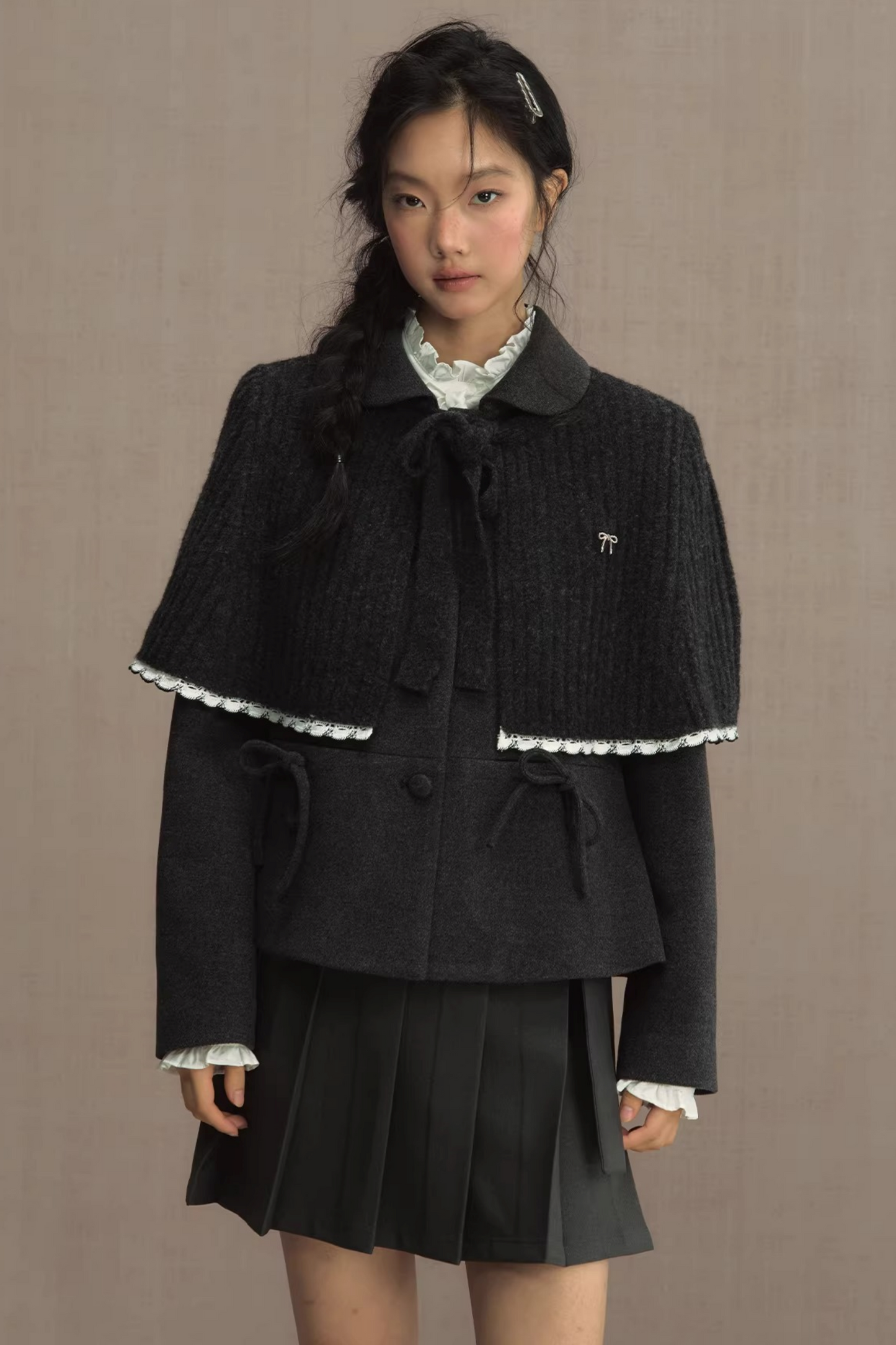 Retro Woolen Doll Collar Blazer