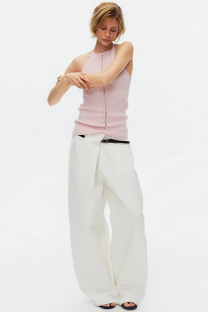 Lyocell Lace-Up Ribbed Vest