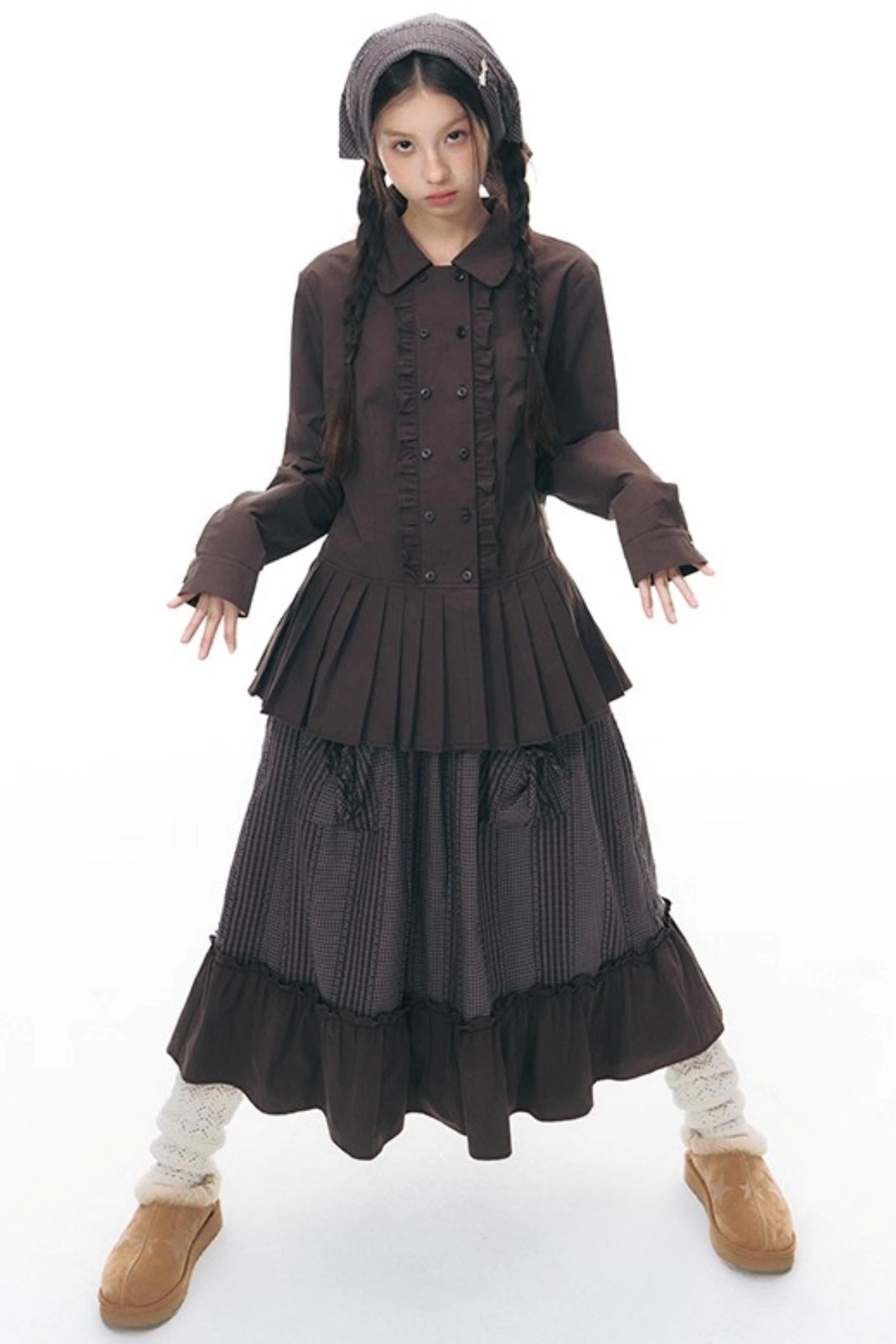 Patchwork Ruffled Umbrella Skirt