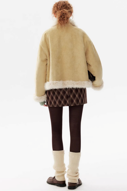 Creamy Yellow Reversible Short Coat