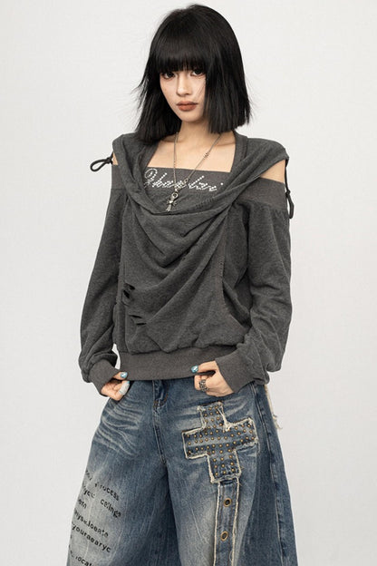 Autumn Swing Loose Gray Top