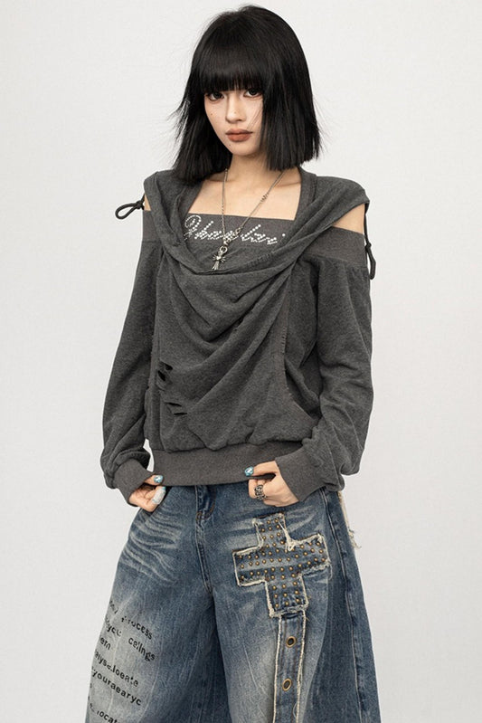 Autumn Swing Loose Gray Top