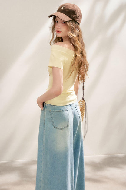 French Blue Wide-Leg Jeans