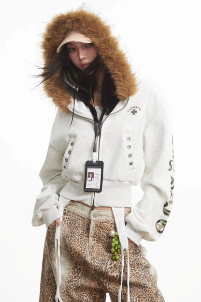 Light Gray Hooded Cardigan Jacket