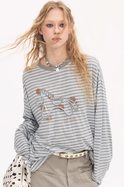 Pony Rope Embroidered Striped T-Shirt