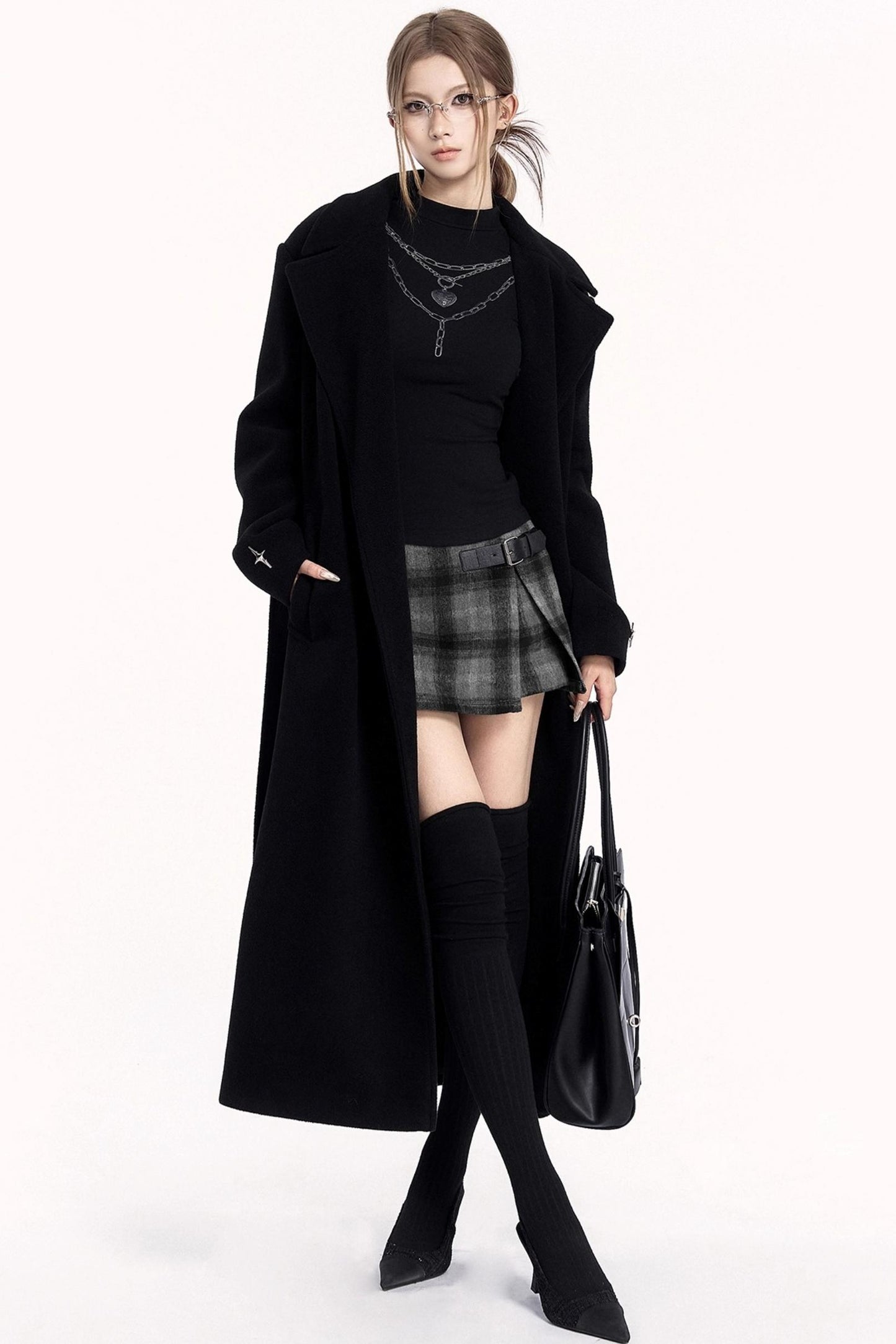 Plaid Woolen Trouser Skirt