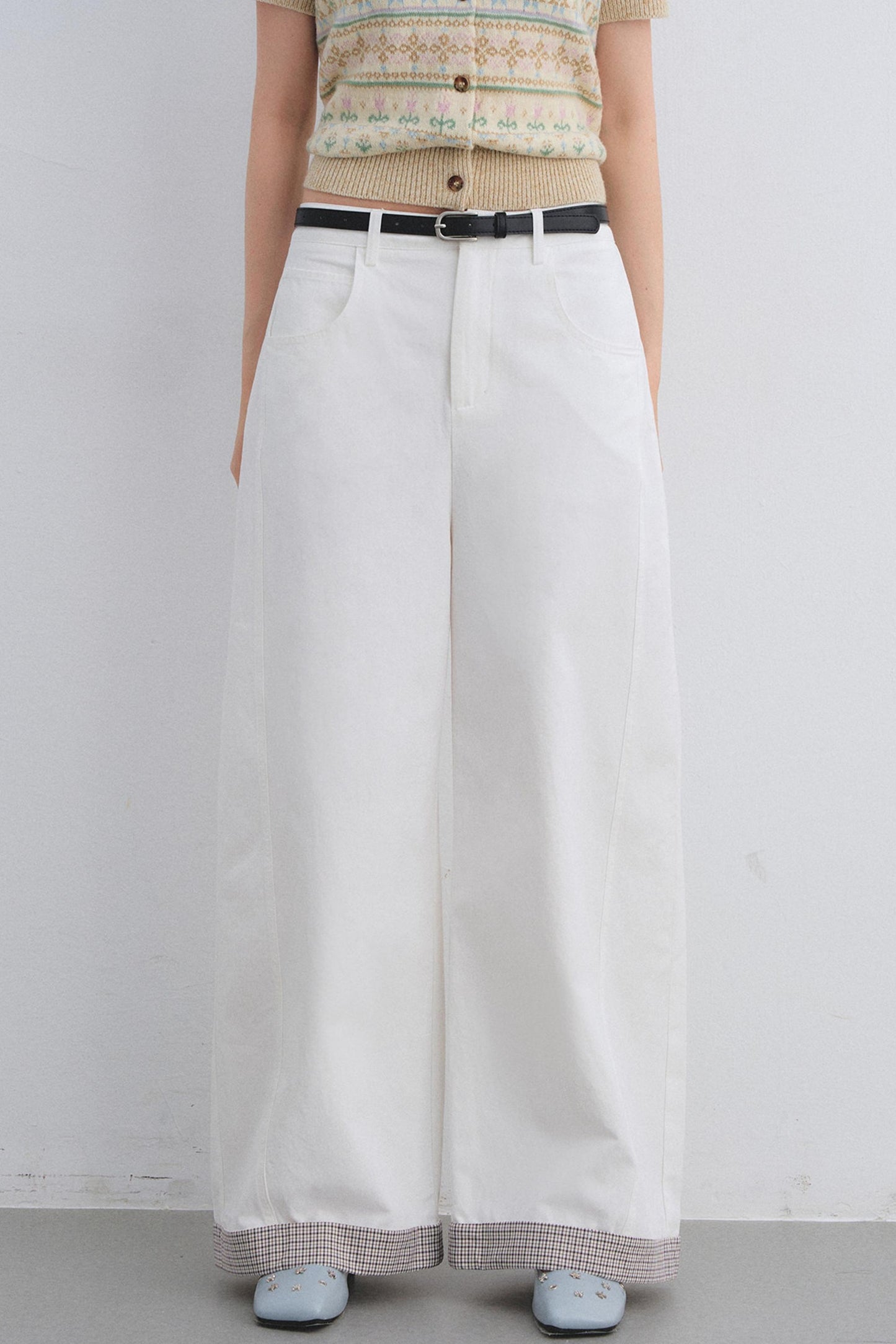 Plaid Patchwork High-Waisted Pants