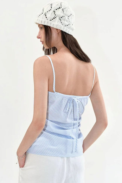 Camisola sin tirantes fruncida de rayas Fano