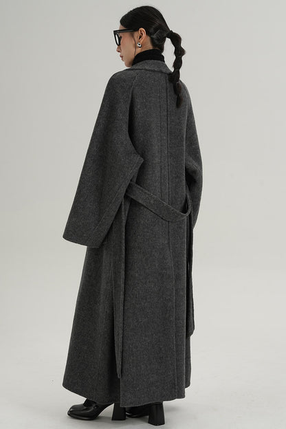 High-End Long Lapel Wool Reversible Coat