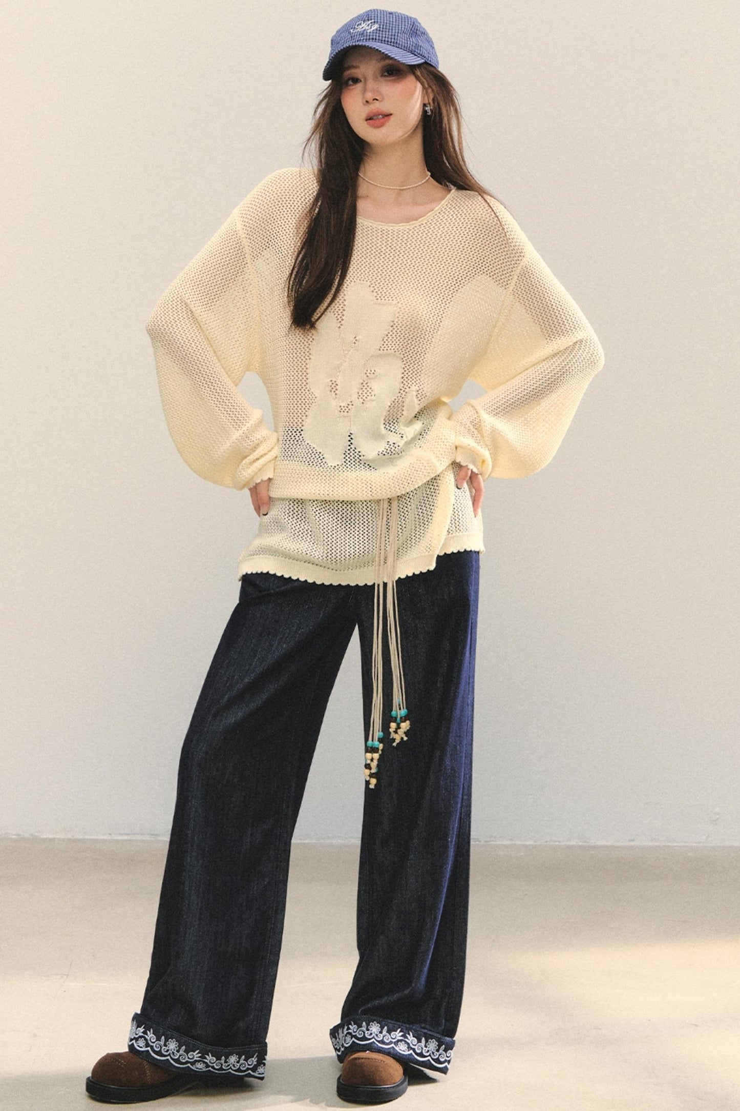 Floral Cutout Long Sleeve Top