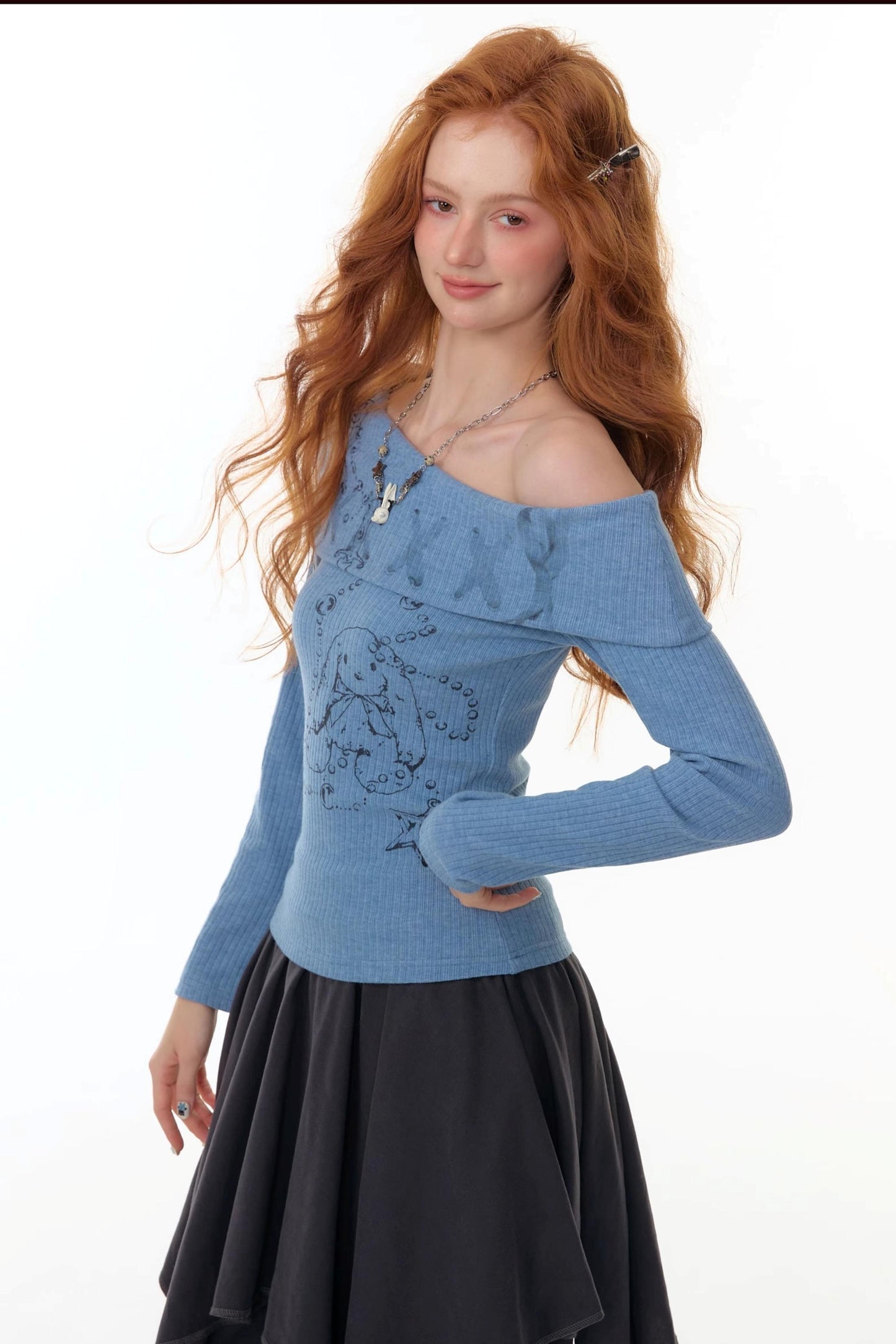 American Rabbit Print Knitted Top