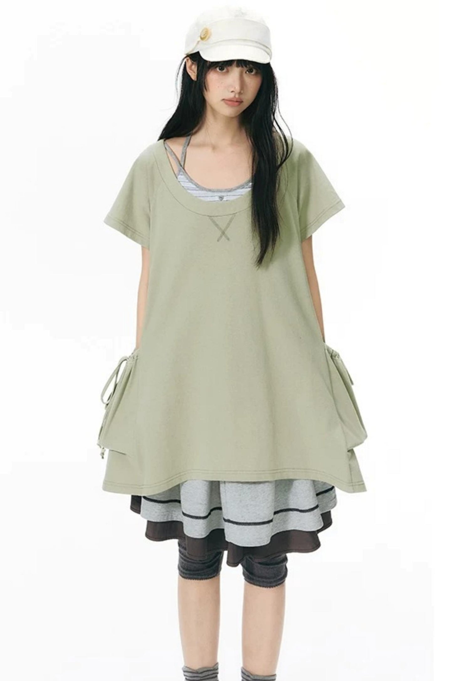 Loose Irregular Large Pocket Short-Sleeve T-Shirt