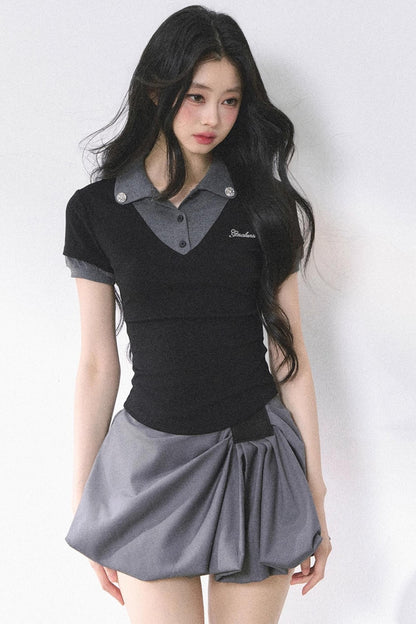 Short Sleeve Off-Shoulder Crop Top