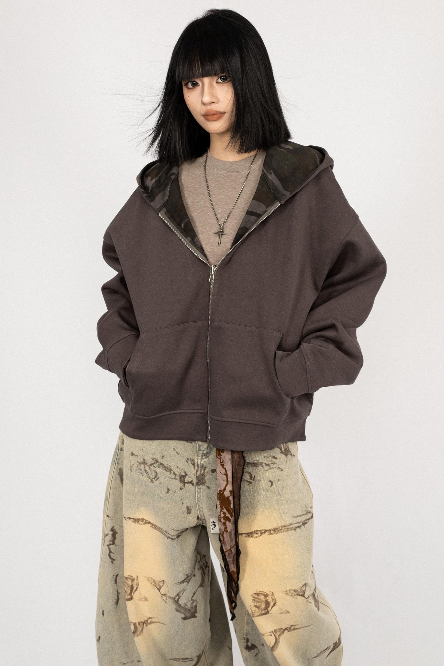 Autumn Vintage Hooded Reversible Jacket