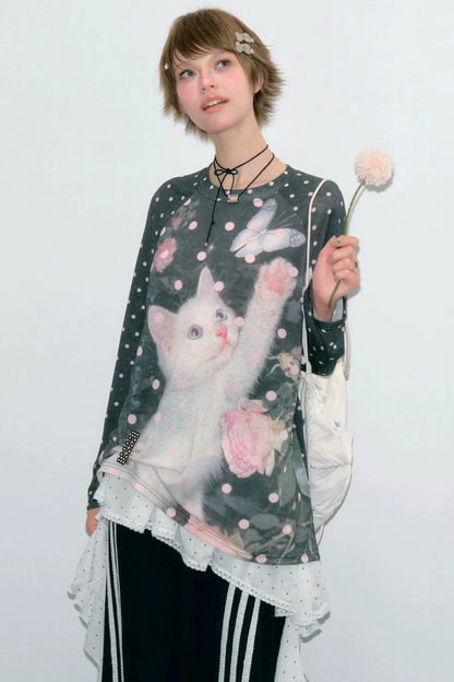 Retro Polka Dot Raglan Top