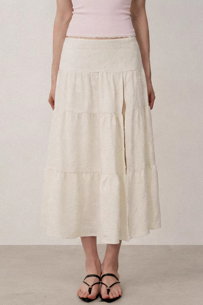 Embroidered Jacquard A-Line Skirt