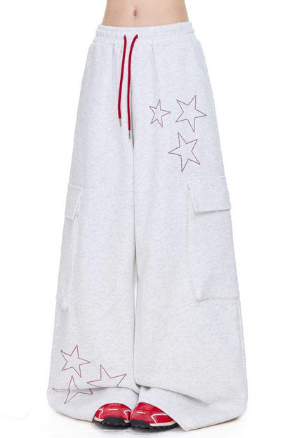 레트로 별 프린트 스웨트팬츠