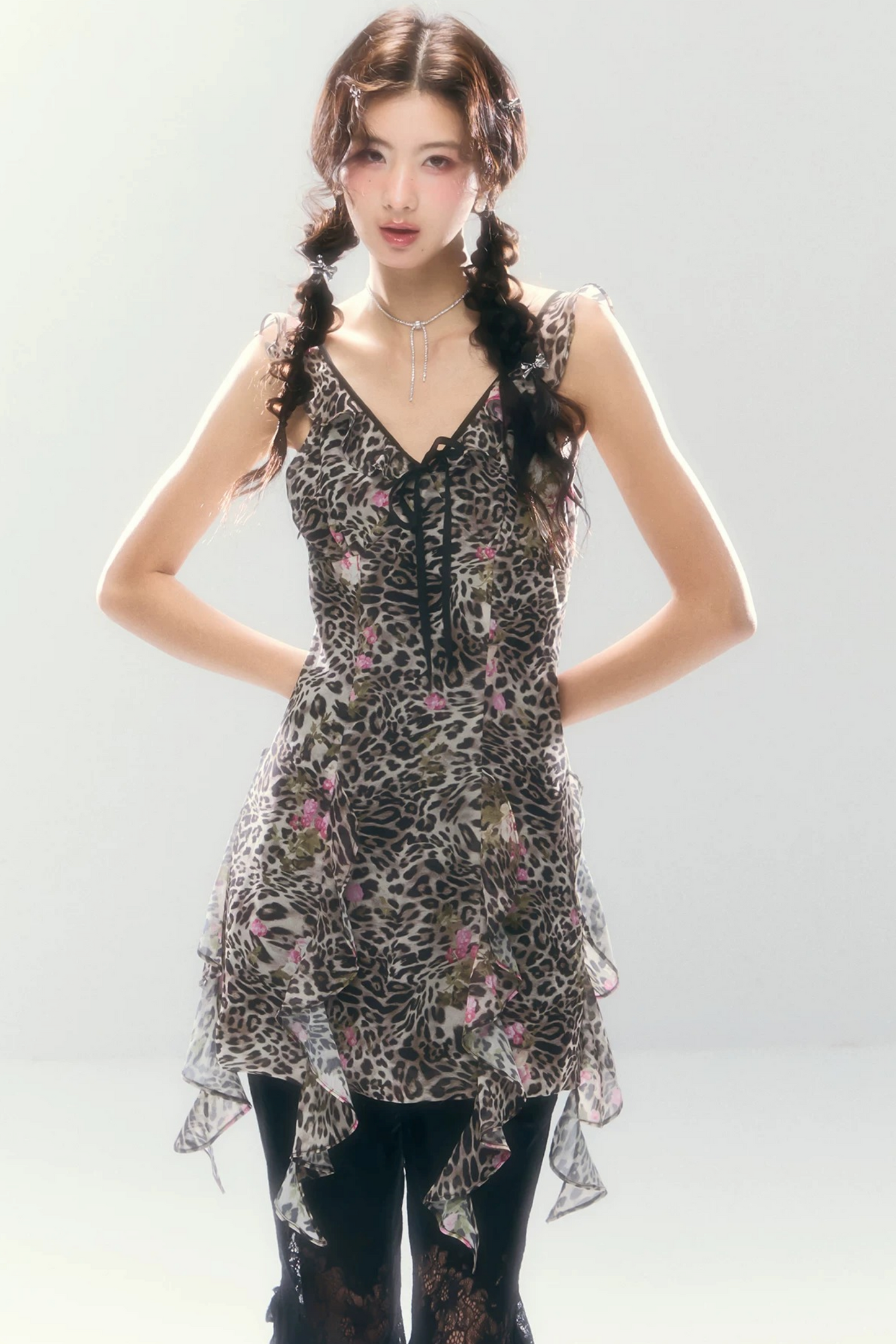 Vintage Leopard Print V-Neck Dress