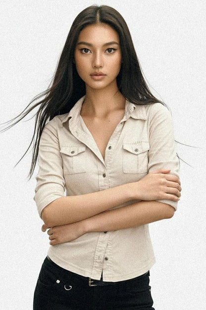 Vintage Stretch Slim Lapel Shirt