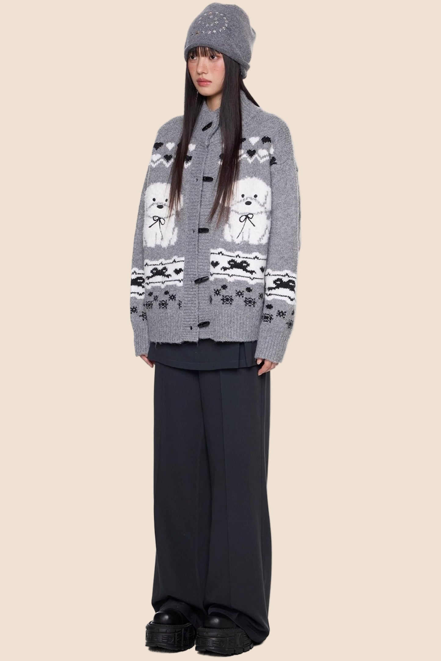 Vintage Dog Knit Cardigan Sweater