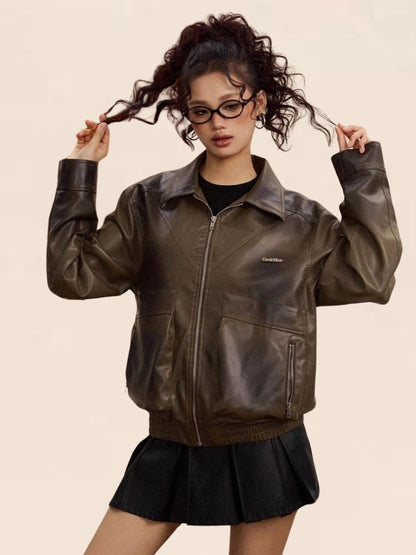 Retro Short Leather Jacket