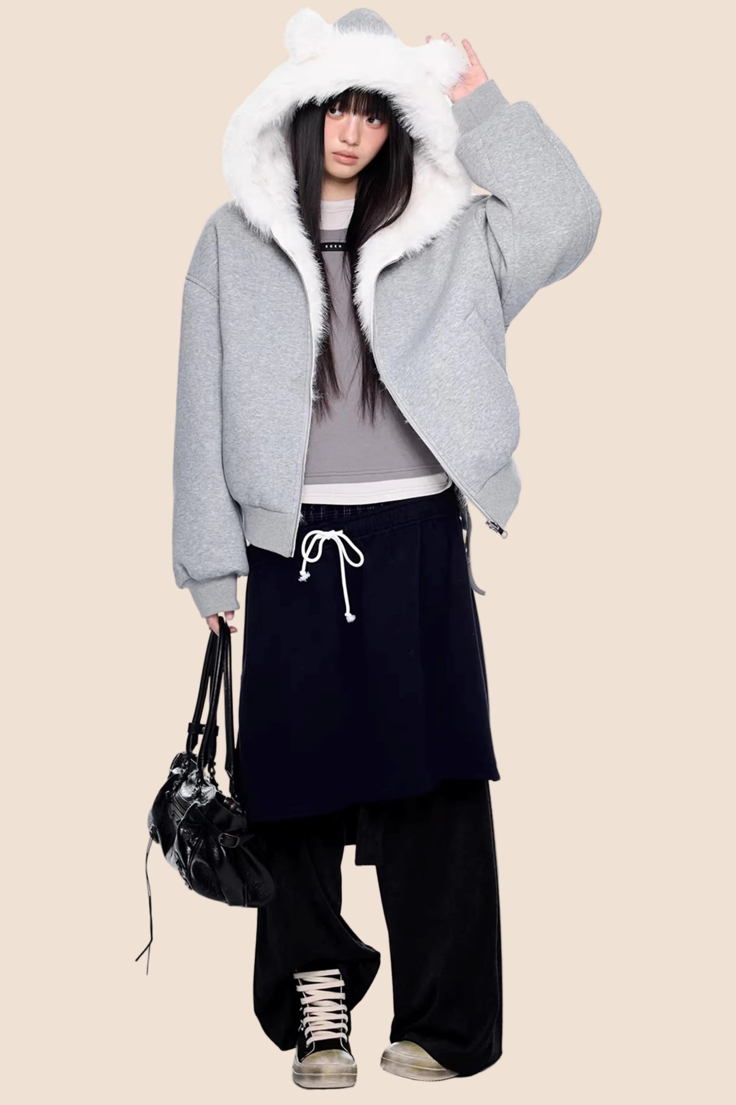 Patchwork Faux Two-Piece Skirt