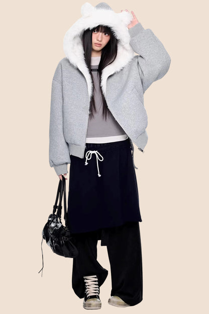 Patchwork Faux Two-Piece Skirt