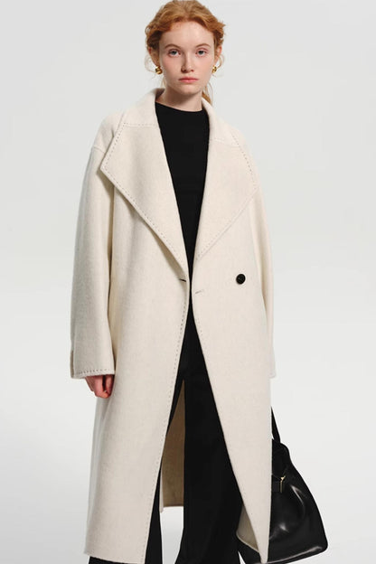 Square Collar Soft Wool Tweed Coat