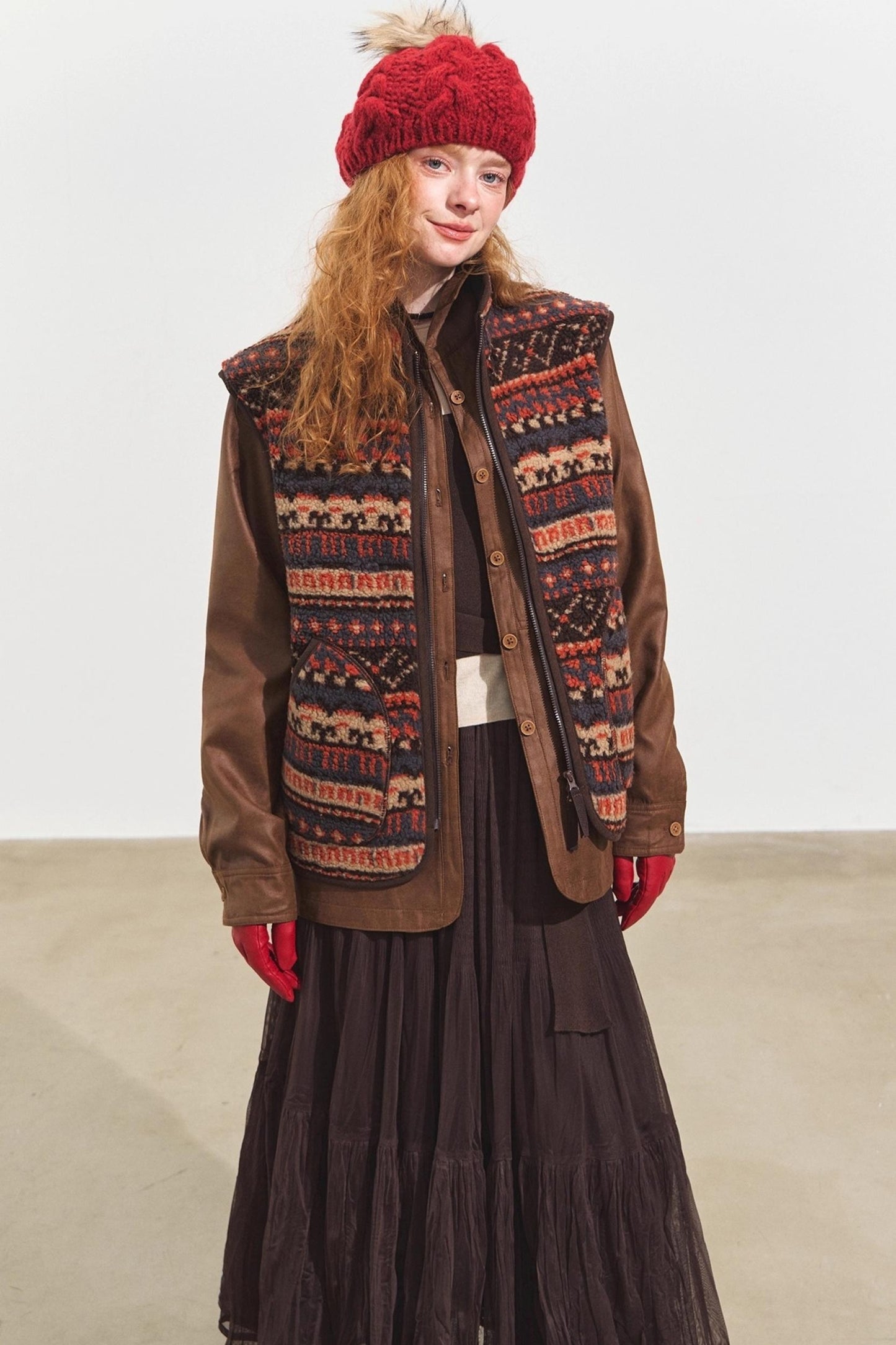 Fair Isle Jacquard Fleece Vest