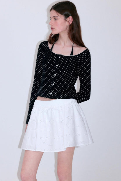 French Romantic Polka Dot Knitted Blouse