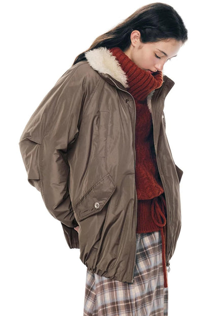 Cocoa Mousse Fur-Lined Jacket