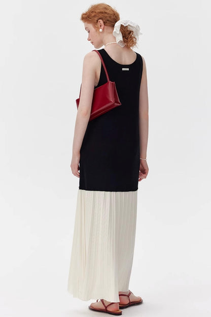 Color-Block V-Neck Sleeveless Dress