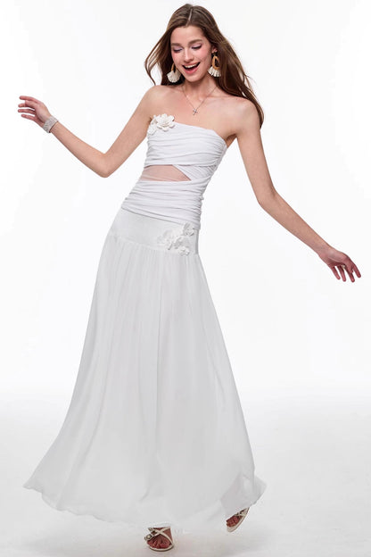 Spring White Knitted Top Skirt Set-Up