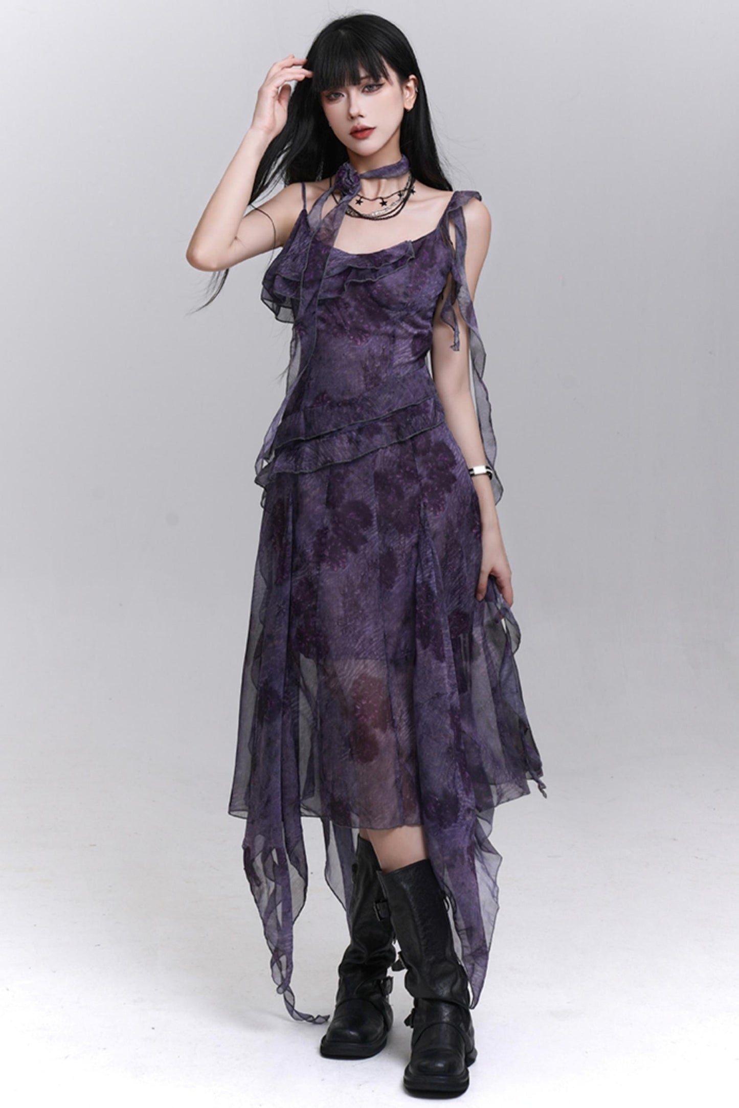 Purple Halter Summer Dress