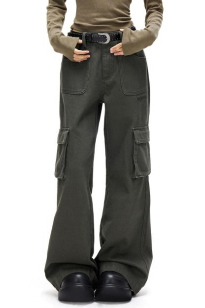 Retro Embroidered Rivet Pants