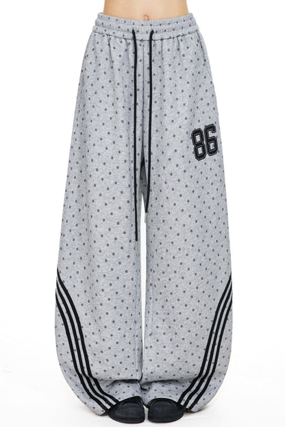 Retro Star-Striped Wide-Leg Pants