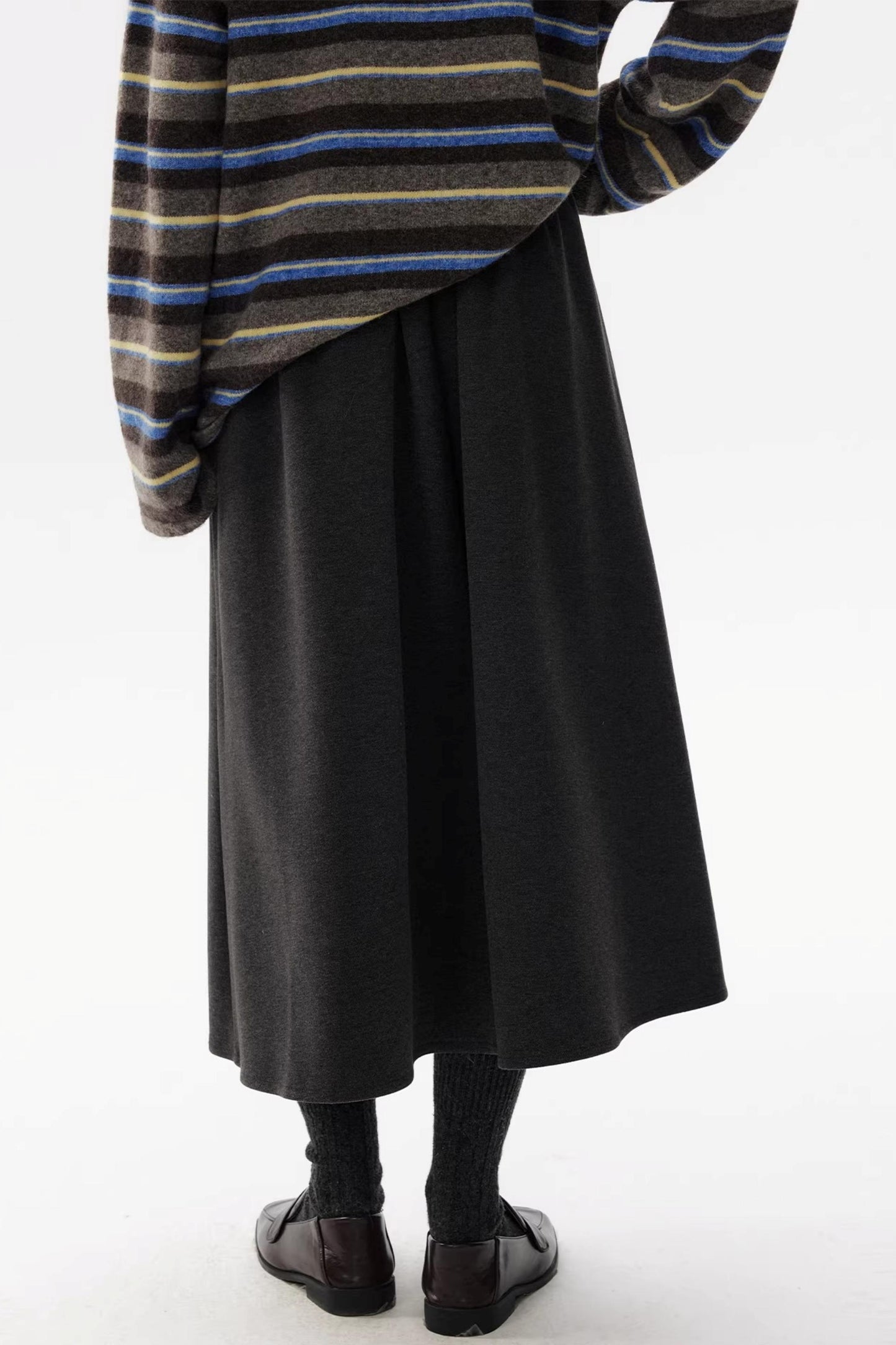 A-Line Woolen Pleated Skirt