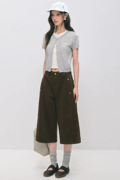 Dekonstruierte 7/8-Hose mit weitem Bein