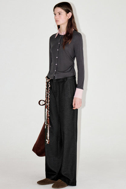 Sophisticated Double-Waistband Suit Pants