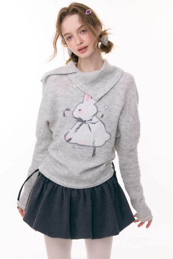 Rabbit Print Knitted Top