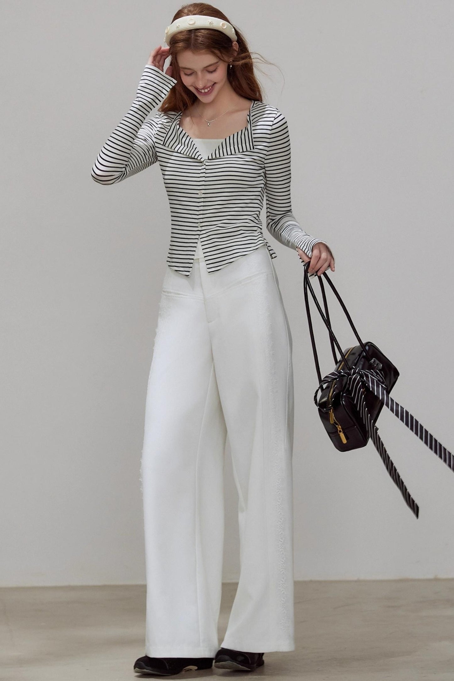 V-neck Striped Knitted Cardigan