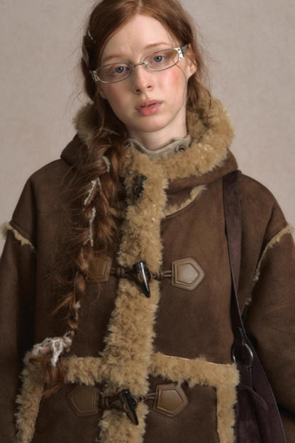 Vintage Horn Suede Hooded Jacket