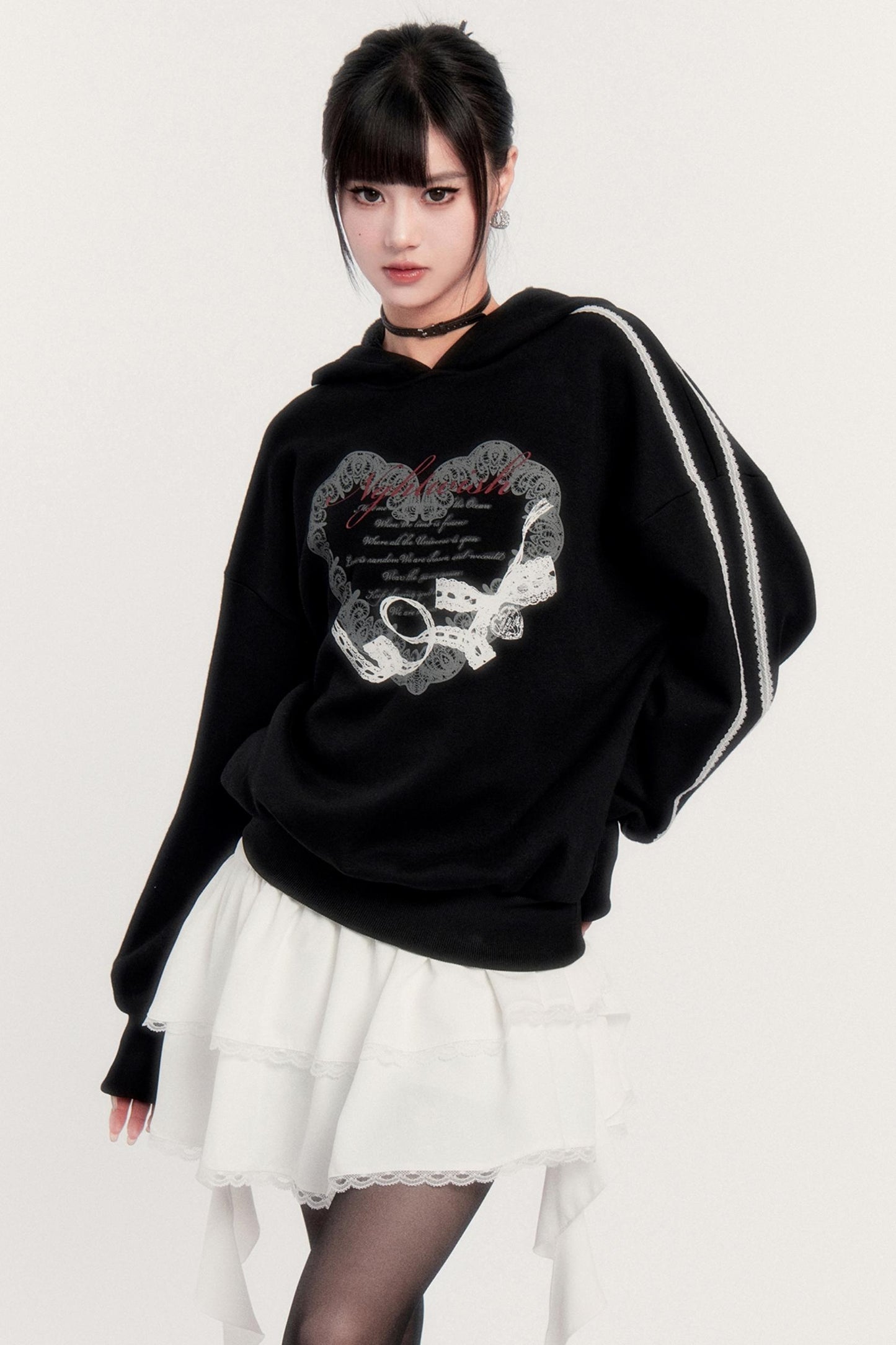 Sports Hooded Top & Skirt Set-Up