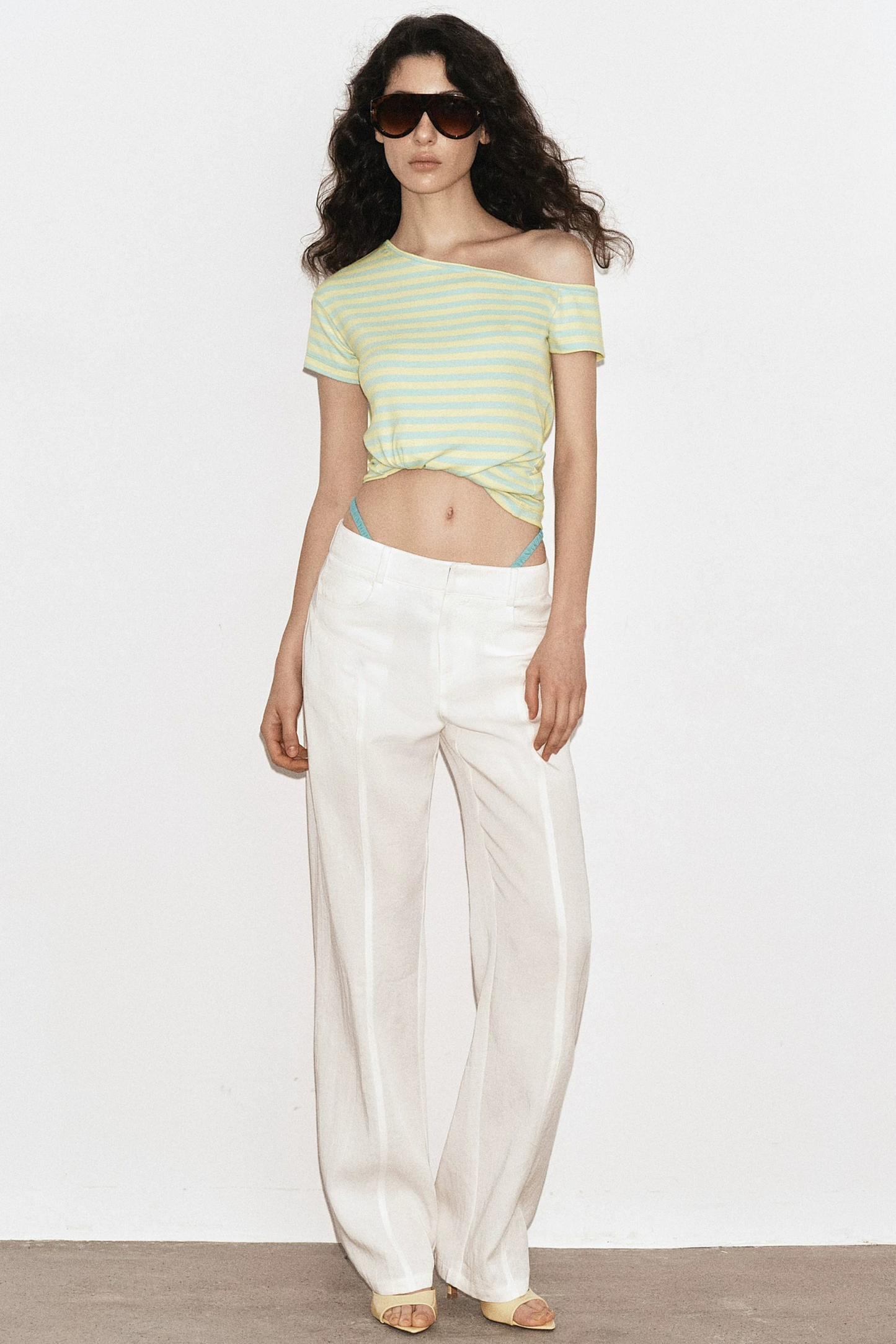 Striped Off-Shoulder Crop Top