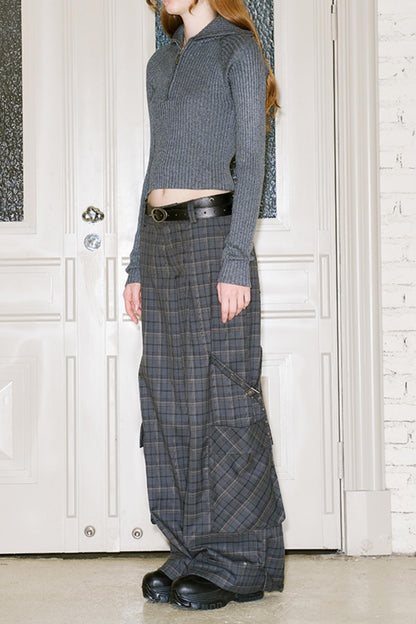 RETRO STRAIGHT-LEG LOOSE FIT CHECK CARGO PANTS