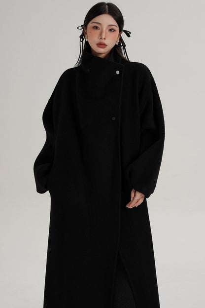Stand-Up Collar Elongated Wool Coat